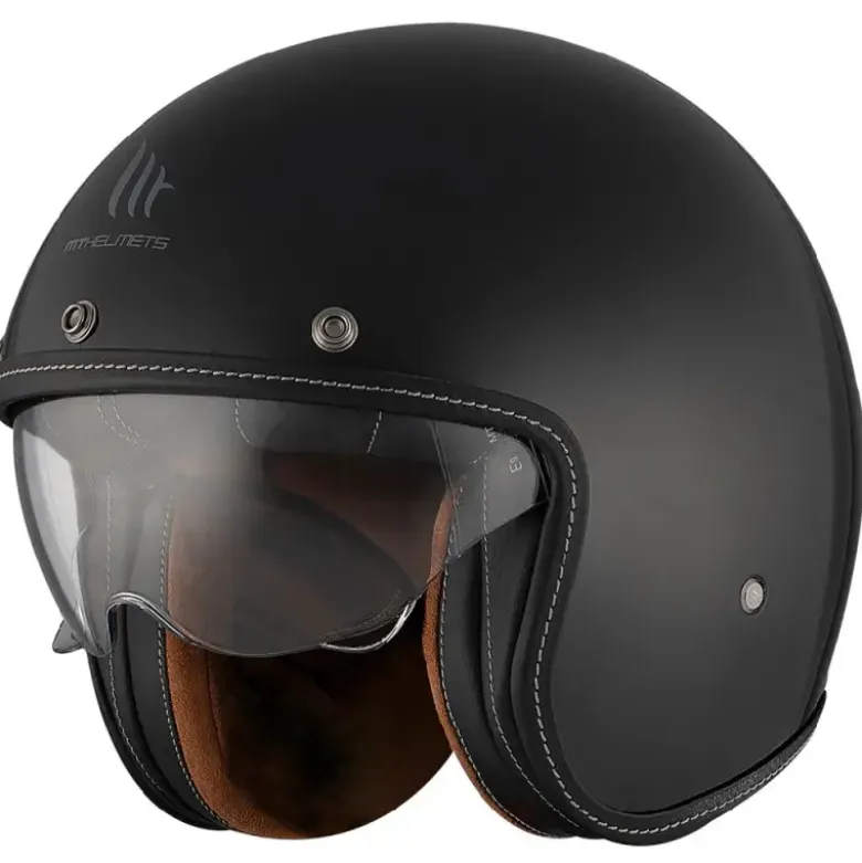 Casco Jet Mt Helmets Of507Sv B Lemans 2 A1 Sv S Solid Nero Lucido