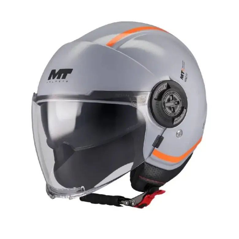 Casco Jet Mt Helmets Of502Sv B Viale C4 Sv S Tasty Grigio Arancione Lucido