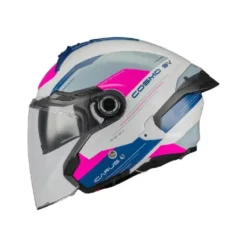 Casco Jet Mt Helmets Of515Sv Cosmo Sv A8 Icarus Bianco Blu Rosa Lucido