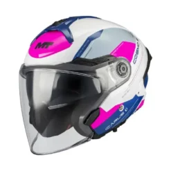 Casco Jet Mt Helmets Of515Sv Cosmo Sv A8 Icarus Bianco Blu Rosa Lucido