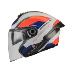 Casco Jet Mt Helmets Of515Sv Cosmo Sv A5 Icarus Bianco Blu Rosso Lucido