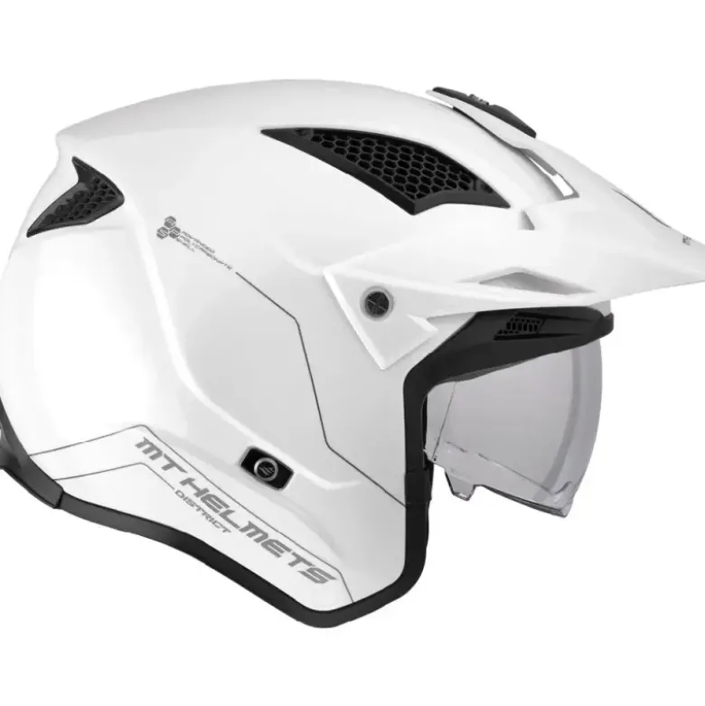 Casco Jet Mt Helmets Tr902Svb District Sv S Solid A0 Lucido Bianco