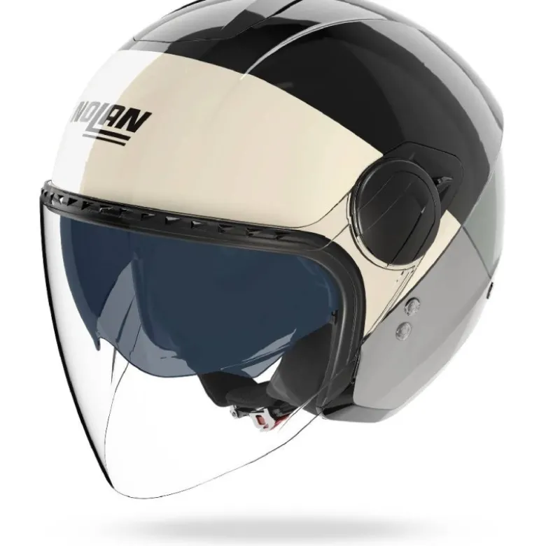 Casco Jet Nolan N20-2 Visor Blocco 354 Nero Avorio Verde Grigio Antracite Lucido
