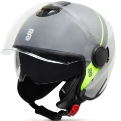 Casco Jet OJ Viaggio Stripe Grigio Giallo Fluo