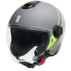 Casco Jet OJ Viaggio Stripe Grigio Giallo Fluo
