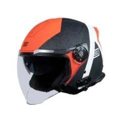 Casco Jet Origine Palio 2.0 BT Hyper Nero Rosso Fluo Opaco Con Interfono Mini S7 Integrato