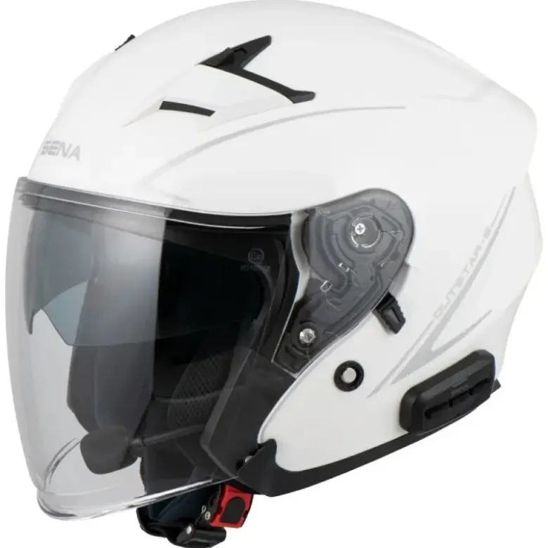 Casco Jet Sena Outstar S Bluetooth Integrato Bianco Lucido