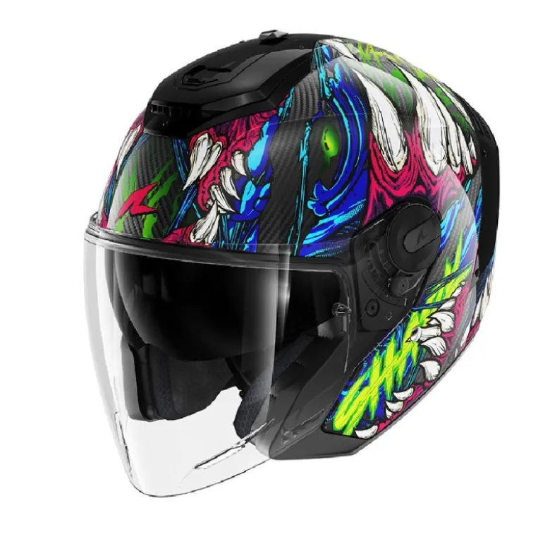 Casco Jet Shark Rs Jet Carbon Shaytan Nero Verde Viola