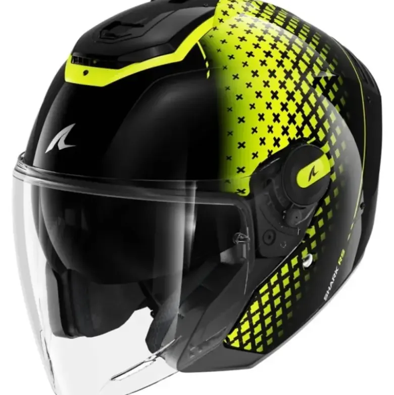 Casco Jet Shark Rs Jet Stride Nero Giallo Silver