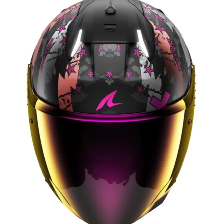 Casco Jet Shark Skwal i3 Jet Hellcat Nero Opaco Chrome Viola
