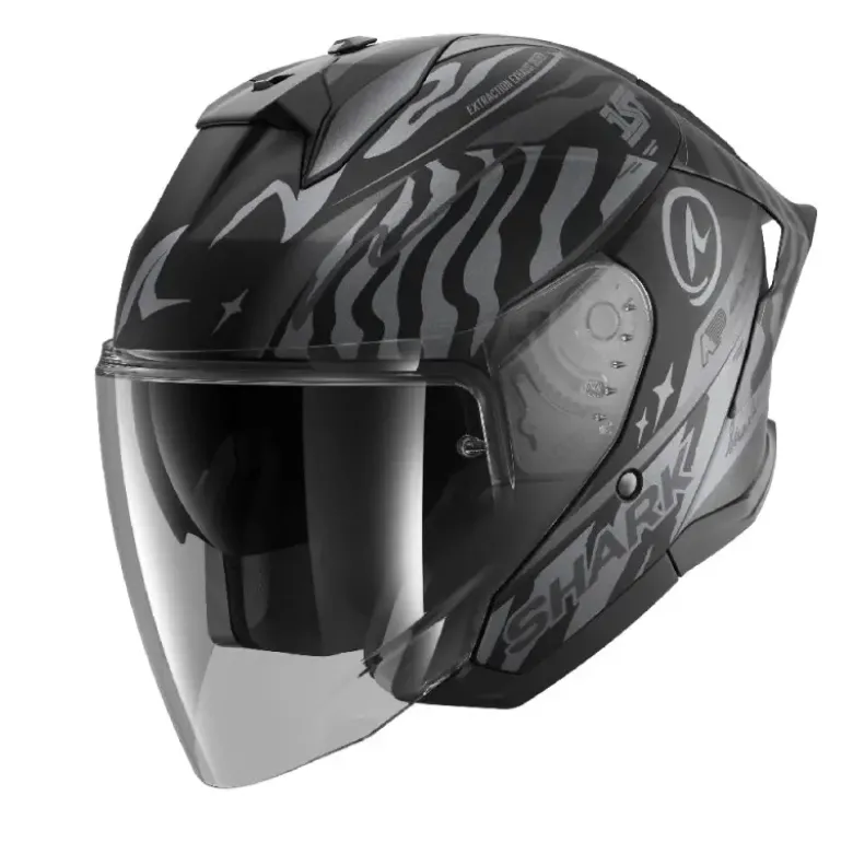 Casco Jet Shark Skwal Jet Cup Speed-Francy Nero Antracite Silver Opaco
