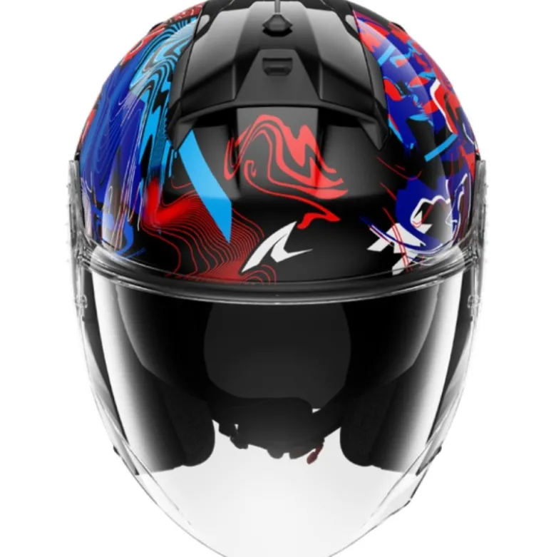 Casco Jet Shark Skwal Jet Pranz Nero Blu Rosso