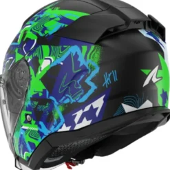 Casco Jet Shark Skwal Jet Pranz Nero Verde Blu Opaco
