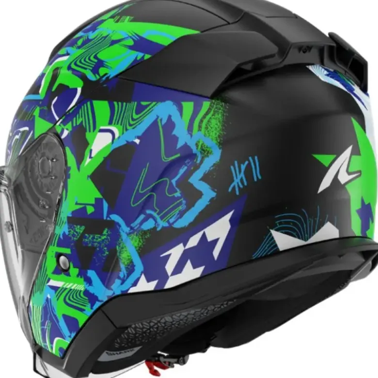 Casco Jet Shark Skwal Jet Pranz Nero Verde Blu Opaco