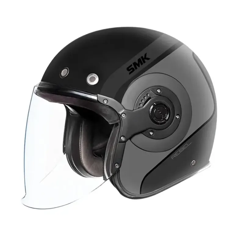 Casco Jet SMK Retro Jet Rebel Nero Grigio