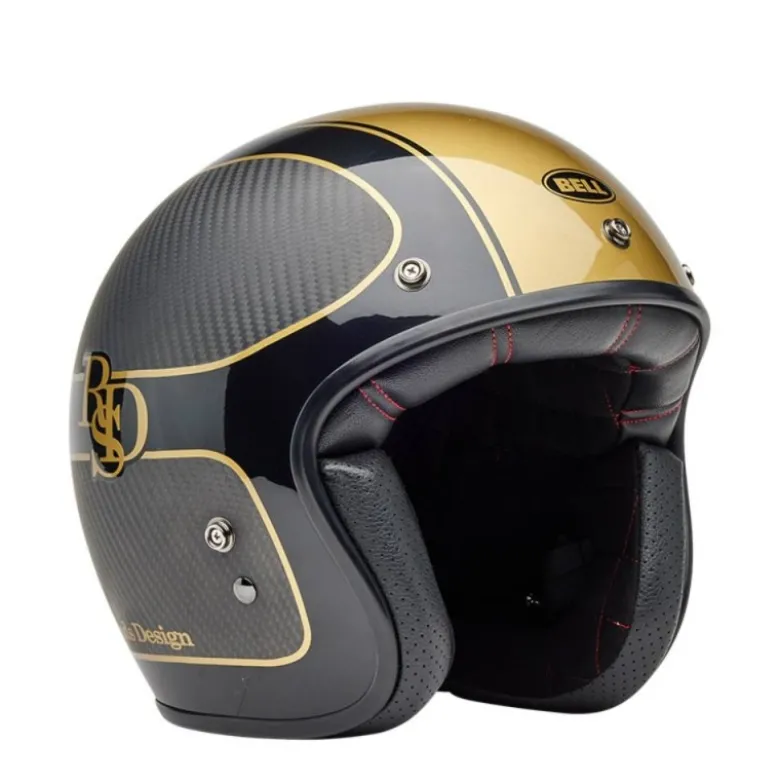 Casco Jet Vintage Bell Custom 500 Carbon 2025 Roland Sands Player Grigio Opaco Nero Oro