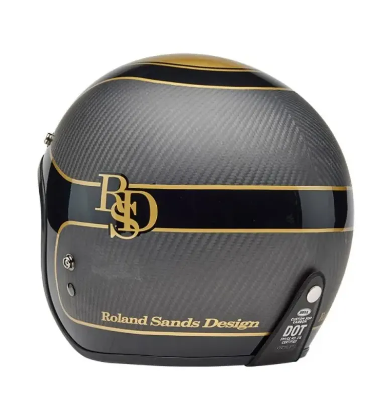 Casco Jet Vintage Bell Custom 500 Carbon 2025 Roland Sands Player Grigio Opaco Nero Oro