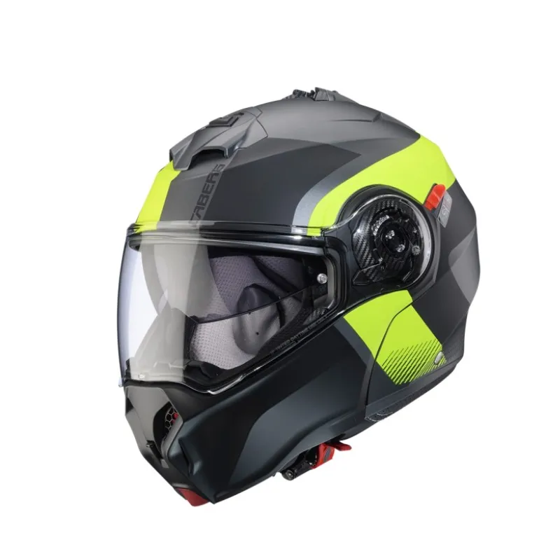 Casco Modulare Caberg Duke Evo Indy Grigio Metallizzato Opaco Giallo Fluo Nero