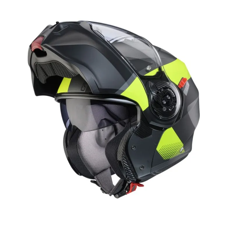 Casco Modulare Caberg Duke Evo Indy Grigio Metallizzato Opaco Giallo Fluo Nero