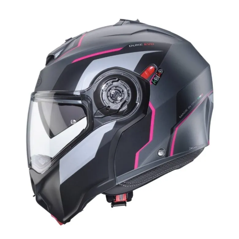 Casco Modulare Caberg Duke Evo Move Antracite Opaco Nero Fucsia