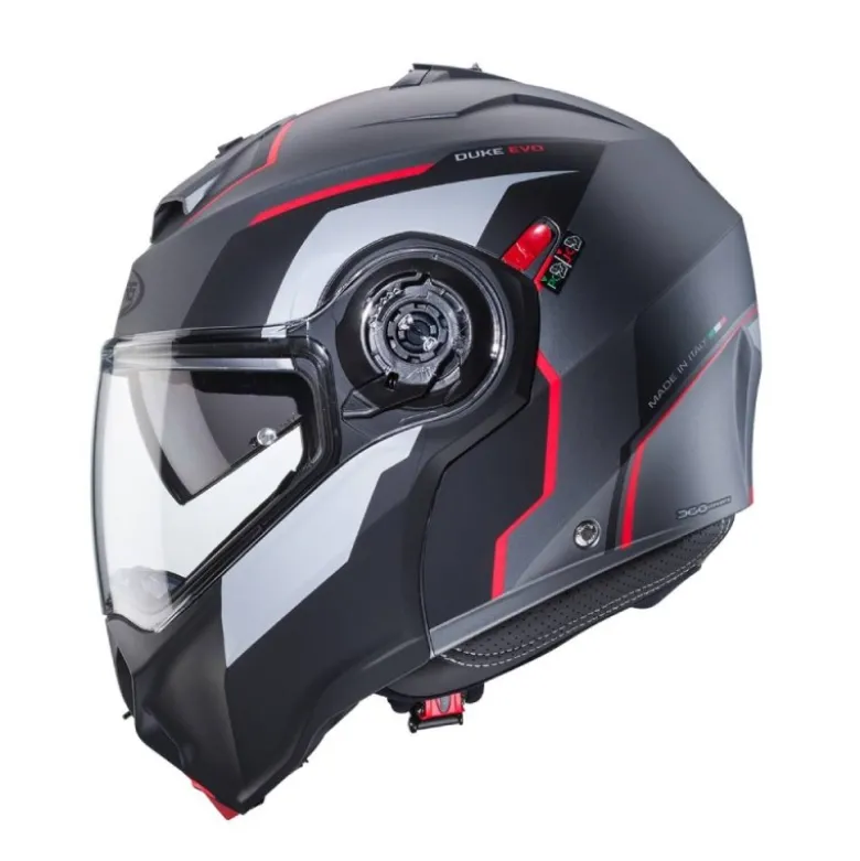 Casco Modulare Caberg Duke Evo Move Antracite Opaco Nero Rosso