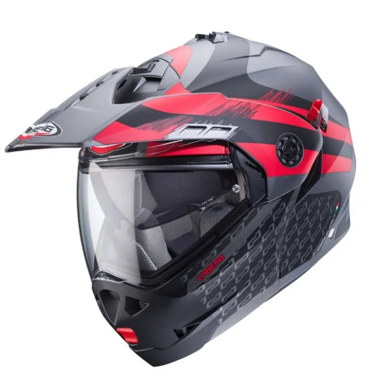 Casco Modulare Caberg Tourmax X Sarabe Antracite Opaco Nero Rosso