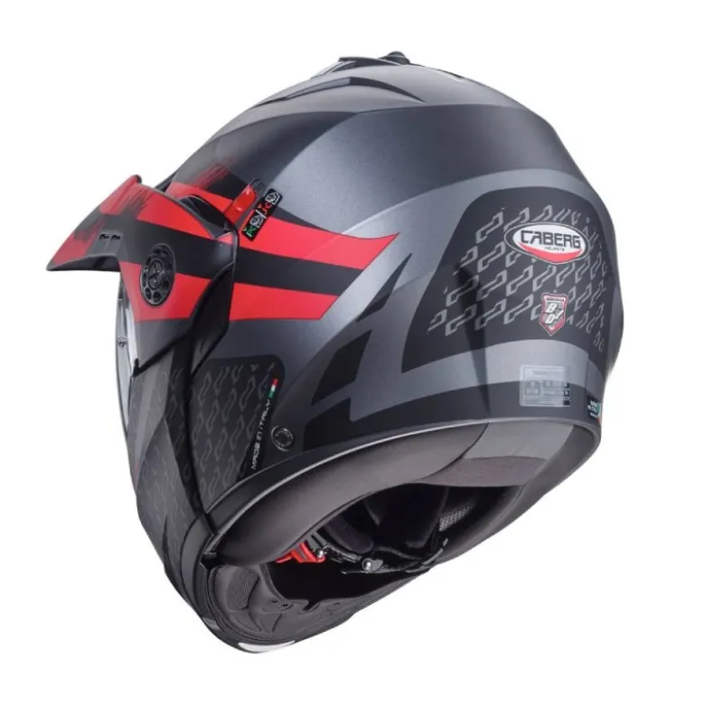 Casco Modulare Caberg Tourmax X Sarabe Antracite Opaco Nero Rosso