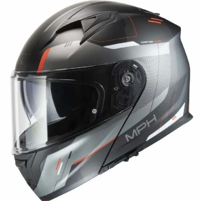 Casco Modulare MPH Raptor Space Nero Titanio Rosso Opaco