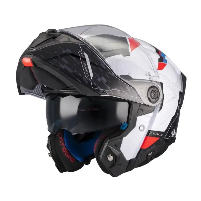 Casco Modulare Mt Helmets Fu404Sv Atom 2 A7 Sv Highlands Bianco Nero Lucido