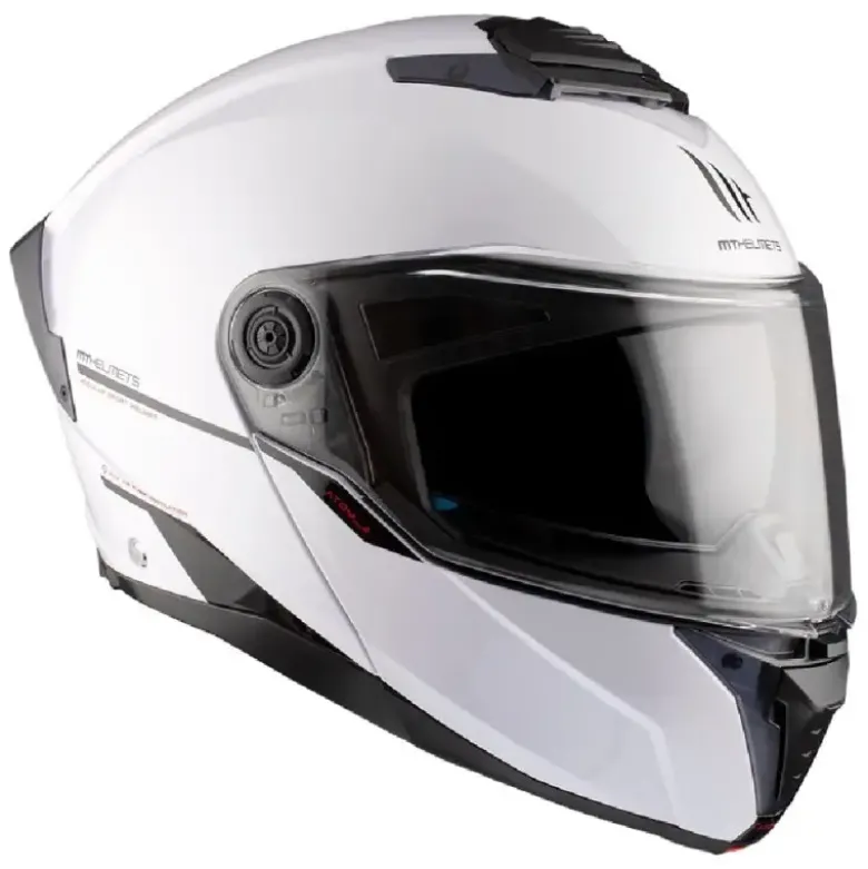 Casco Modulare Mt Helmets Fu404Sv Atom 2 Sv A0 Solid Lucido Bianco