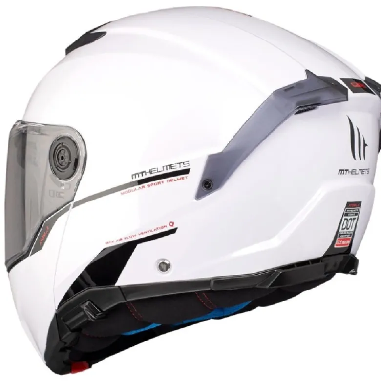 Casco Modulare Mt Helmets Fu404Sv Atom 2 Sv A0 Solid Lucido Bianco
