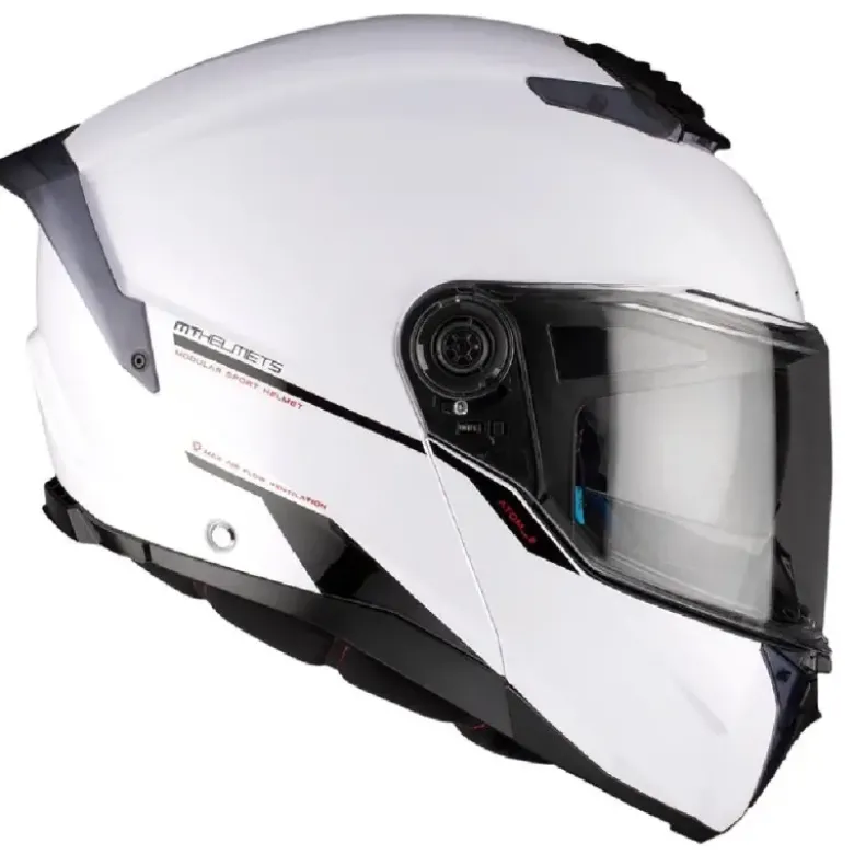 Casco Modulare Mt Helmets Fu404Sv Atom 2 Sv A0 Solid Lucido Bianco