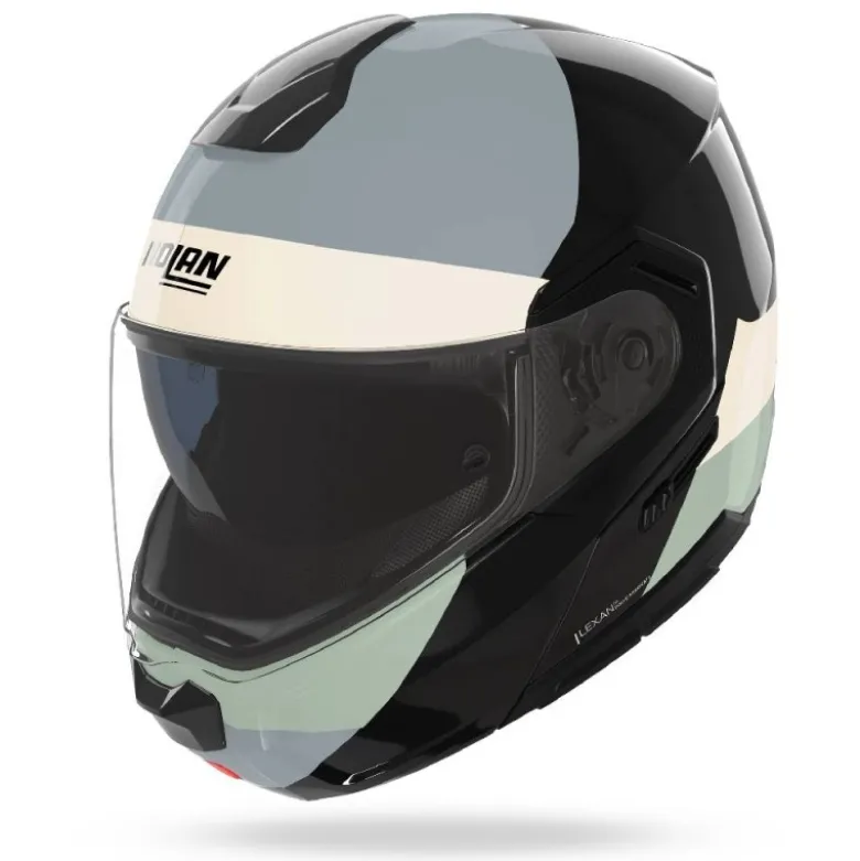 Casco Modulare Nolan N90-3 06 Blocco 354 Nero Avorio Antracite Verde Grigio Lucido