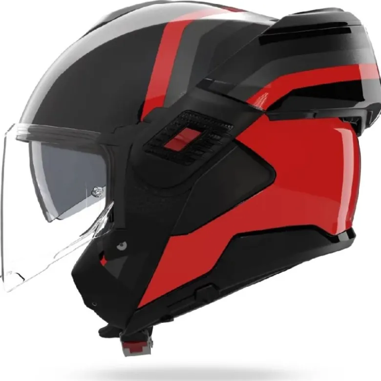 Casco Modulare Nolan N120-1 Lineo 351 Nero Rosso Grigio