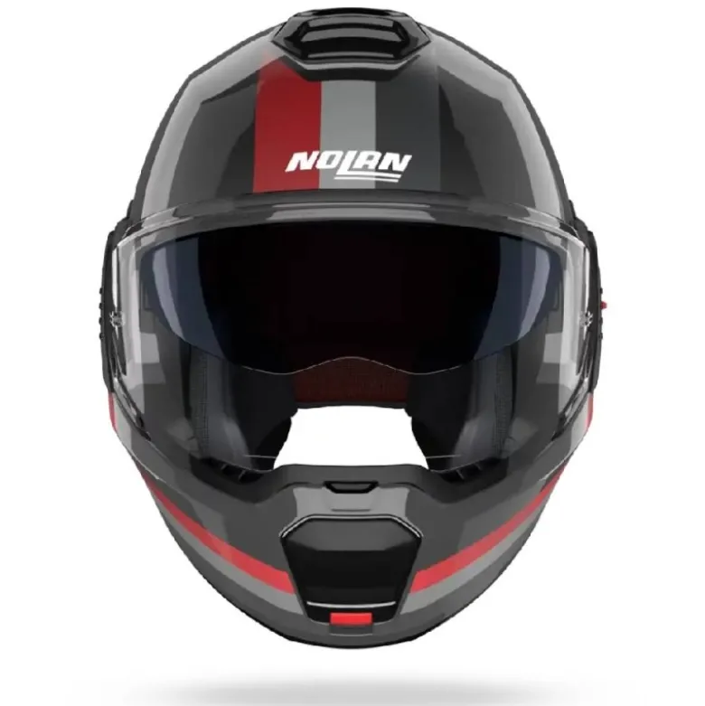 Casco Modulare Nolan N120-1 Lineo 351 Nero Rosso Grigio