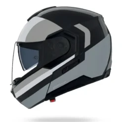 Casco Modulare Nolan N90-3 06 Roboto 348 Nero Argento Bianco Lucido
