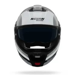 Casco Modulare Nolan N90-3 06 Roboto 348 Nero Argento Bianco Lucido