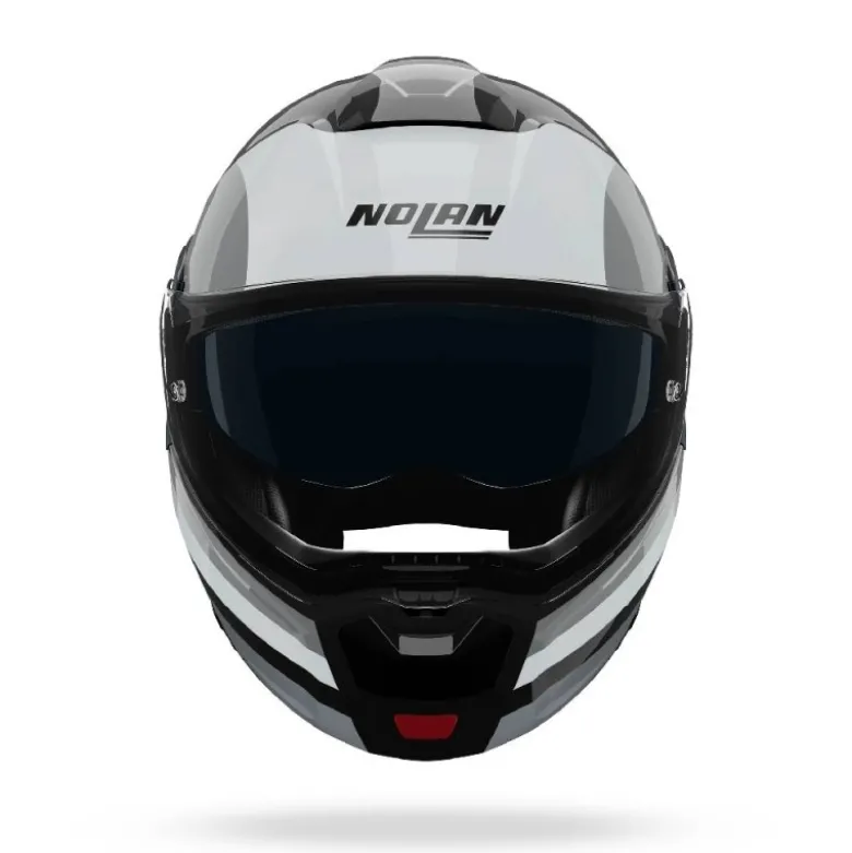 Casco Modulare Nolan N90-3 06 Roboto 348 Nero Argento Bianco Lucido
