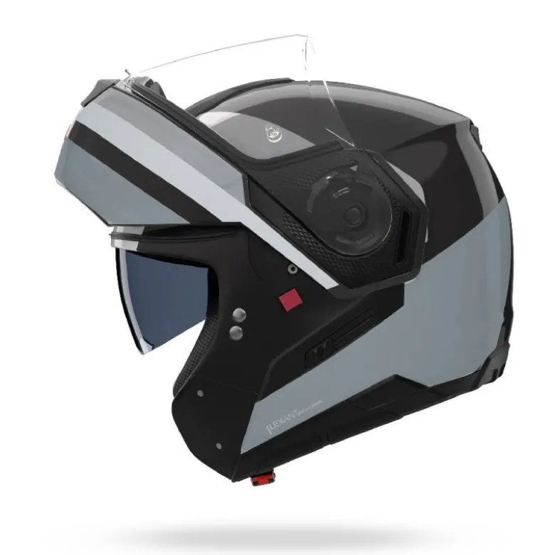 Casco Modulare Nolan N90-3 06 Roboto 348 Nero Argento Bianco Lucido