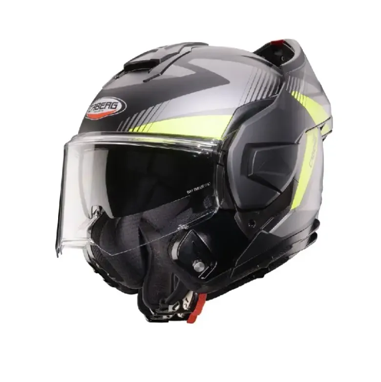 Casco Modulare Reversibile Caberg Trip Lunar Nero Grigio Giallo Fluo Opaco
