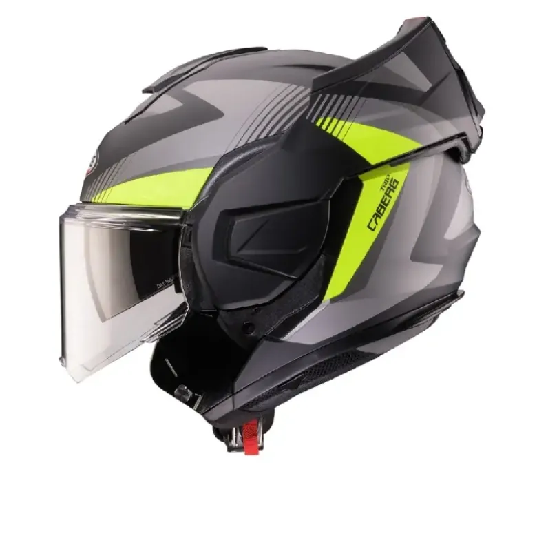 Casco Modulare Reversibile Caberg Trip Lunar Nero Grigio Giallo Fluo Opaco