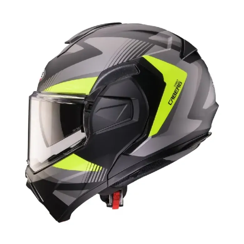 Casco Modulare Reversibile Caberg Trip Lunar Nero Grigio Giallo Fluo Opaco