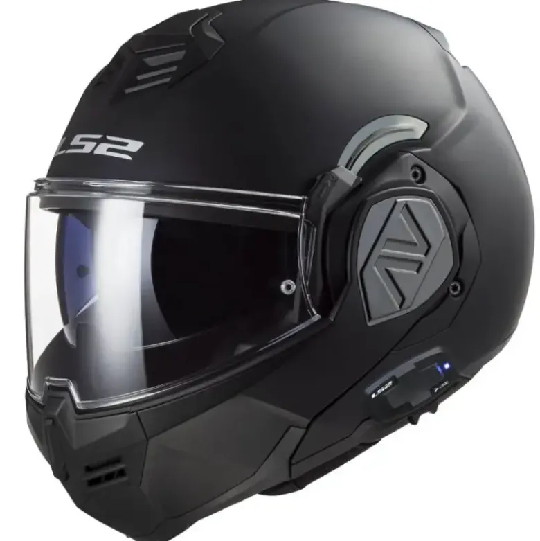Casco Modulare Reversibile FF906 Ls2 Advant Solid Nero Opaco Con Interfono Cardo 4X Integrato