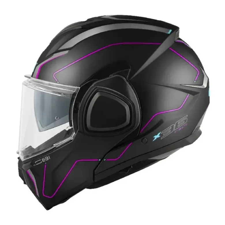 Casco Modulare Reversibile Givi X.36 Fiber Pulse Nero Silver Fuchsia Opaco