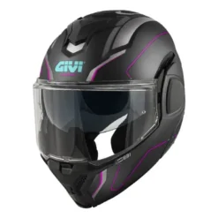Casco Modulare Reversibile Givi X.36 Fiber Pulse Nero Silver Fuchsia Opaco
