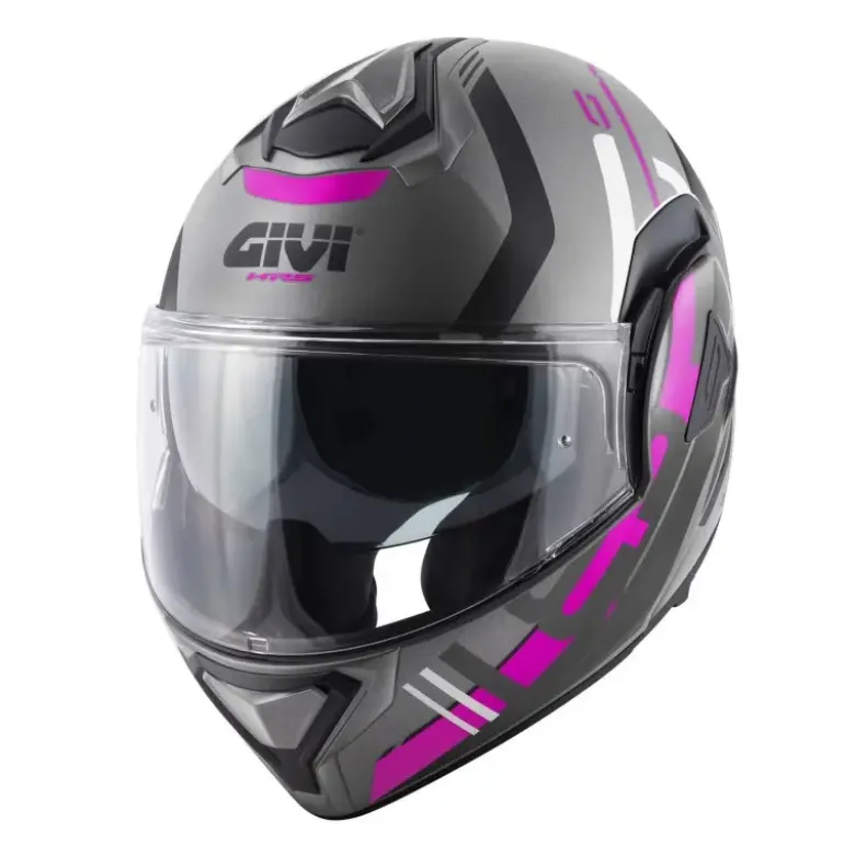 Casco Modulare Reversibile Givi X.30 Pulsar Titanio Nero Rosa Opaco