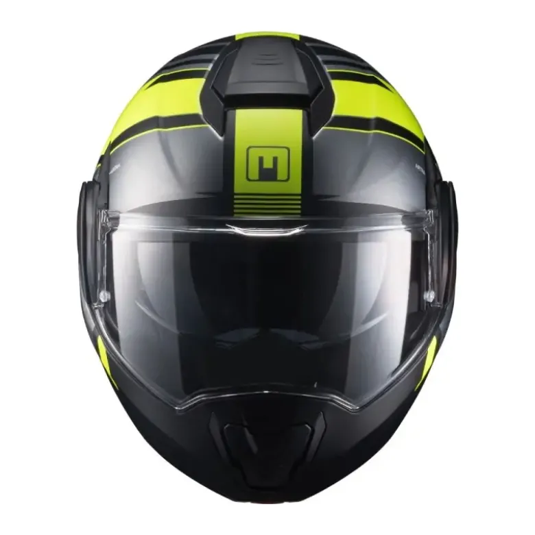 Casco Modulare Reversibile MPH Artra Grafica Vision Nero Argento Giallo