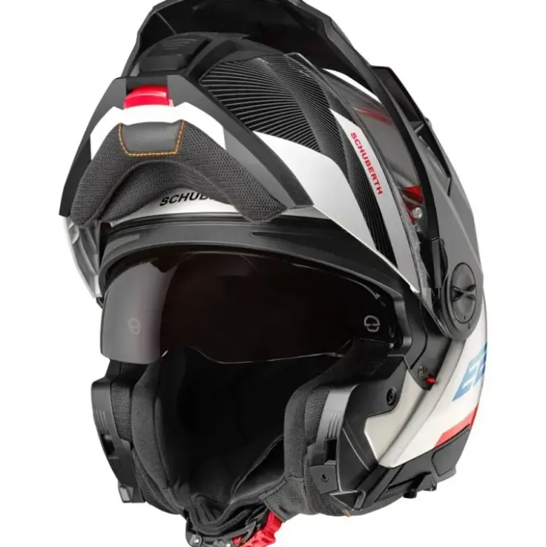 Casco Modulare Schuberth E2 ECE Defender Bianco Blu Rosso
