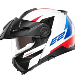 Casco Modulare Schuberth E2 ECE Defender Bianco Blu Rosso