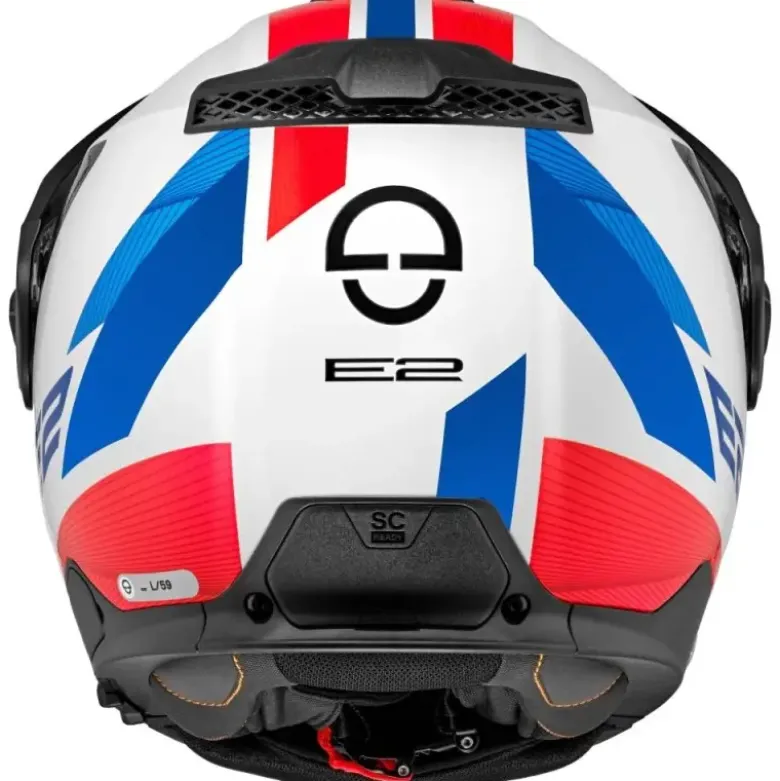 Casco Modulare Schuberth E2 ECE Defender Bianco Blu Rosso
